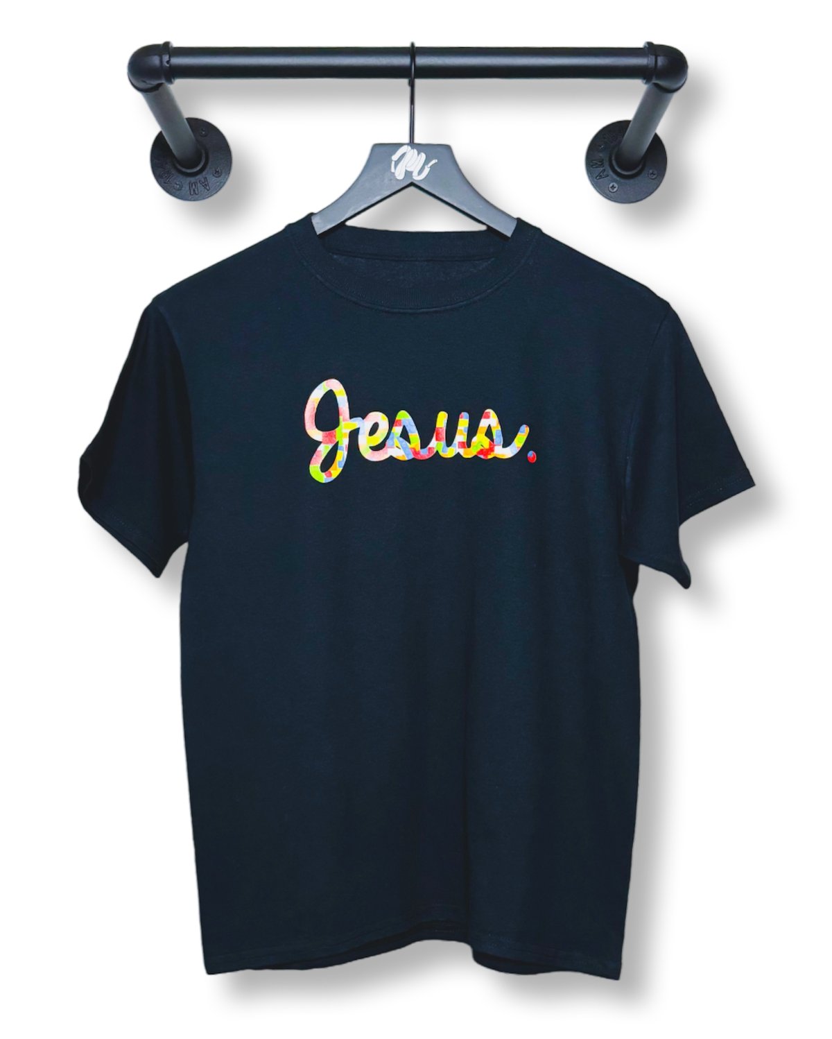Image of Jesus. Block Tee Youth-Black/Multicolor