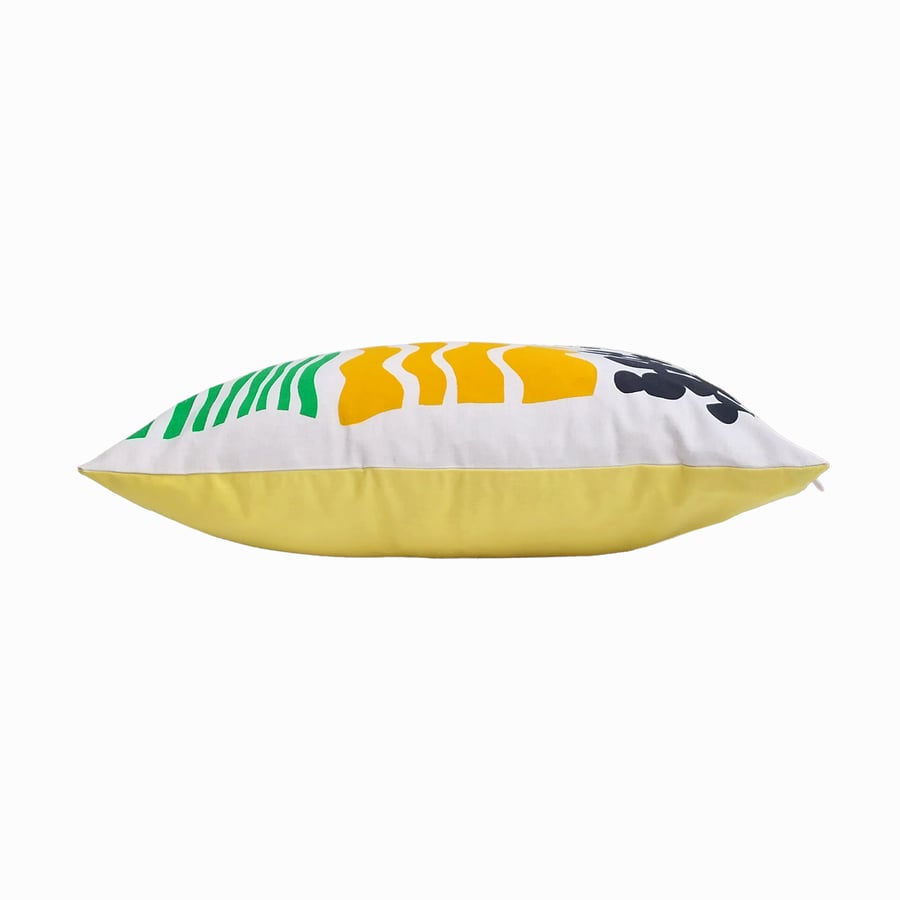 Image of WEATHER CUSHION - YELLOW / BLUE