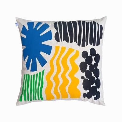 Image of WEATHER CUSHION - YELLOW / BLUE