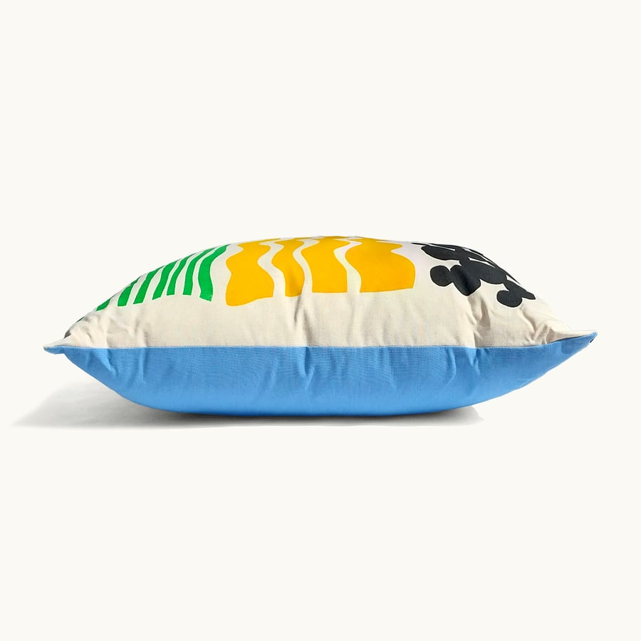 Image of WEATHER CUSHION - YELLOW / BLUE