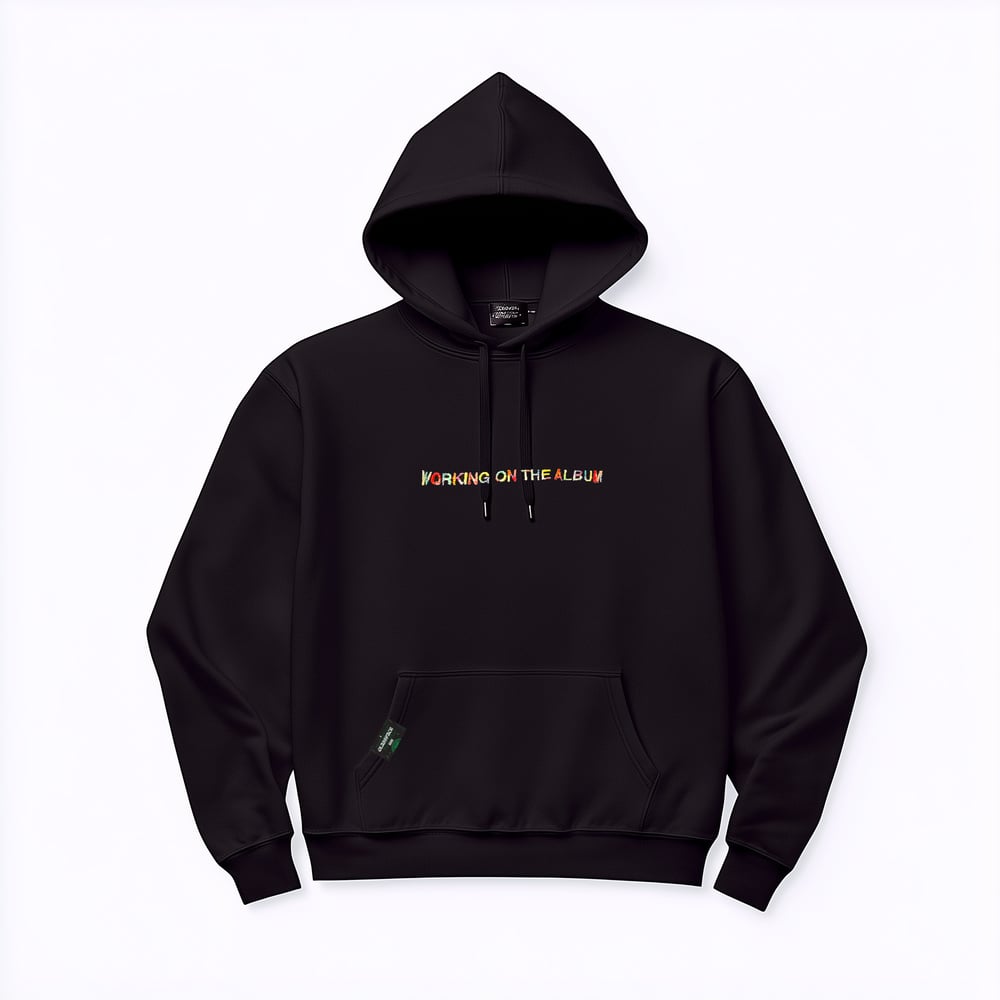 Image of Working On The Album - Colorburst on Black Hoodie