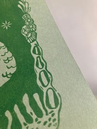 Image 2 of Mermaid Linocut Print - Green