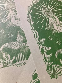 Image 3 of Mermaid Linocut Print - Green