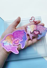Image 2 of Sapphic wlw pride shark keychain & sticker