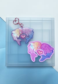 Image 1 of Sapphic wlw pride shark keychain & sticker