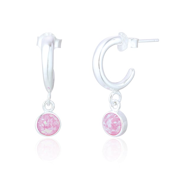 Image of Jemima pink opal hoop earrings 