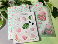 Image 1 of Watermelon Stationery Bundle, A6 Memo Pad, A6 Notebook, Bookmark, Sticker Sheet, Glitter Sticker