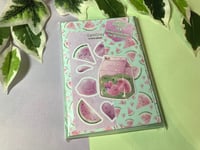 Image 2 of Watermelon Stationery Bundle, A6 Memo Pad, A6 Notebook, Bookmark, Sticker Sheet, Glitter Sticker