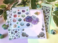 Image 1 of D20 Dice Stationery Bundle, A6 Memo Pad, A6 Notebook, Bookmark, Sticker Sheet, Dice Glitter Sticker