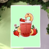 Cute Art Print - Strawberry Snake