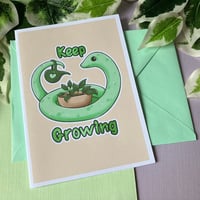 Image 1 of Keep Growing - Cute Greeting Card, Plant Snake Card for all Occasions