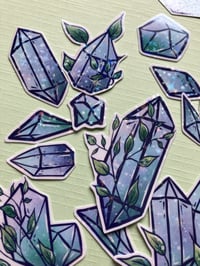 Image 4 of Blue Glitter Crystals Sticker Pack, Holographic Vinyl Stickers