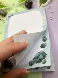 Image 4 of D20 Dice Stationery Bundle, A6 Memo Pad, A6 Notebook, Bookmark, Sticker Sheet, Dice Glitter Sticker