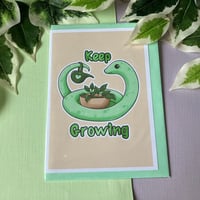 Image 2 of Keep Growing - Cute Greeting Card, Plant Snake Card for all Occasions