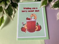 Image 3 of Wishing you a berry sweet day - Greeting Card, Cute Snake Card for all Occassions