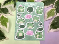 Cute Frogs Sticker Sheet, Stickers for collecting, Planners, Journals, Scrapbooking and more