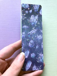 Image 2 of Holographic Blue Crystal Bookmark for book lovers, planners, notebooks, collecting