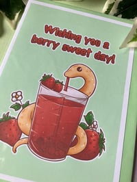 Image 4 of Wishing you a berry sweet day - Greeting Card, Cute Snake Card for all Occassions