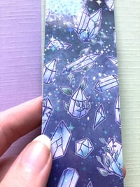 Image 3 of Holographic Blue Crystal Bookmark for book lovers, planners, notebooks, collecting