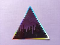 Image 3 of Night Skyline Holographic Vinyl Sticker to decorate your Laptop, Waterbottle, Notebooks, etc.