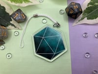 Image 2 of D20 Dice Acrylic Charm, Dice Keychain for Lovers of Dungeons and Dragons and any other TTRPGs