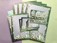 Image 1 of Cute Letter Set, Green Crystal Letter Set, 12 piece Penpal Set