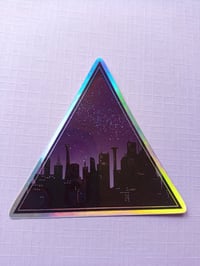 Image 5 of Night Skyline Holographic Vinyl Sticker to decorate your Laptop, Waterbottle, Notebooks, etc.