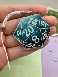 Image 4 of D20 Dice Acrylic Charm, Dice Keychain for Lovers of Dungeons and Dragons and any other TTRPGs