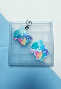 Image 1 of Achillean mlm pride shark keychain & sticker