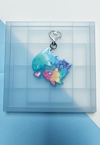 Image 3 of Achillean mlm pride shark keychain & sticker