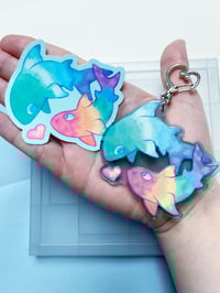 Image 4 of Achillean mlm pride shark keychain & sticker