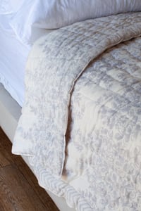 Image 1 of Grey Floral Quilt