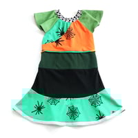 Image 5 of halloween spiderwebs spiders tie waist 5/6 flutter sleeve courtneycourtney dress