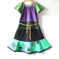 Image 4 of halloween spiderwebs spiders tie waist 5/6 flutter sleeve courtneycourtney dress
