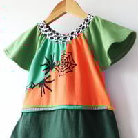 Image 2 of halloween spiderwebs spiders tie waist 5/6 flutter sleeve courtneycourtney dress