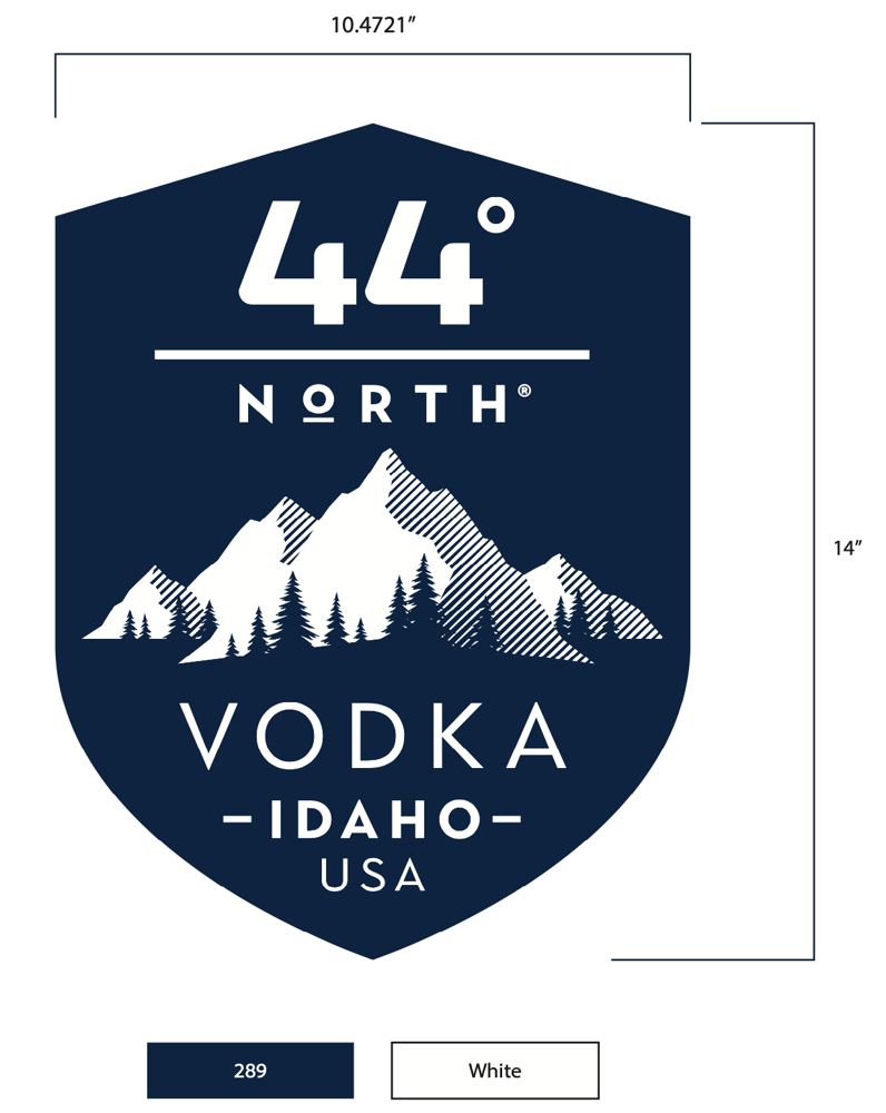 Image of 44° North Vodka Metal Shield sign