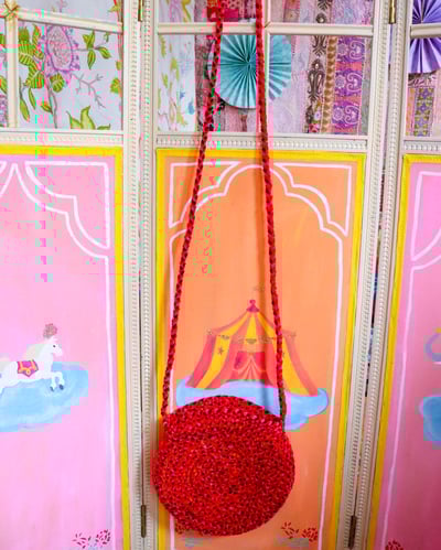 Image of Handwoven Red Shell Bag 