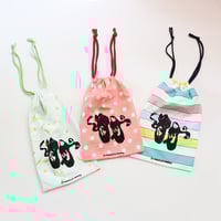 Image 1 of shoebag COURTNEYCOURTNEY en pointe lucky vintage linen drawstring enpointe ballet ballerina class
