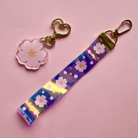 Image 2 of Sakura Holographic PVC Lanyard Keychains