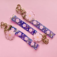 Image 1 of Sakura Holographic PVC Lanyard Keychains