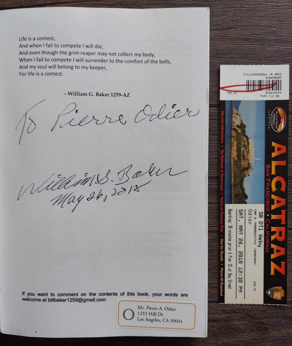 Alcatraz #1259, by William G. Baker - SIGNED with Alcatraz ticket