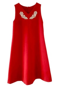 French Red A-line Wool Dress 