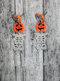 Image 1 of Glowing Pumpkin Acrylic Earrings