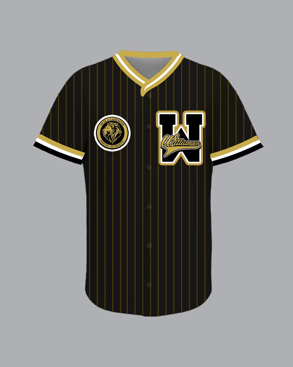 Image of WHS Black & Gold Stripe Button Up Jersey