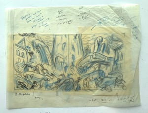 Image of One sketch study for “the Rapture” Painting