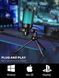 FIFINE RGB USB Gaming Microphone with Light-touch Mute, Condenser Mic.