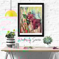 Image 3 of Vibrant Rose Blooms on Abstract Canvas