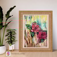 Image 2 of Vibrant Rose Blooms on Abstract Canvas