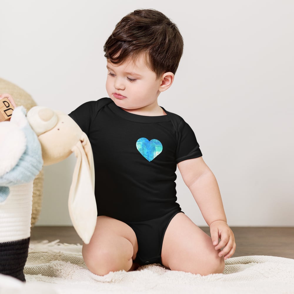 Image of Blue Heart Baby Onesie