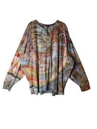 Image 3 of 4XL Unisex Adult Soft Long Sleeve Tee in Earthy Ammonite Spiral Ice Dye